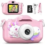 Goopow Kids Selfie Camera Toys for Girls Age 3 9, Digital Video Camera Toy with Protective Cover,Christmas Birthday Fest