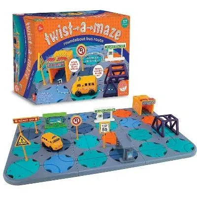 MindWare Twist-a-Maze Roundabout Bus Route Toddler Puzzle Track Vehicle Set