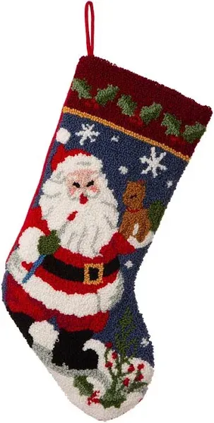 Glitzhome 19" Santa Hooked Stocking - 22187694 | HSN