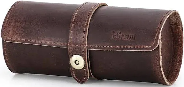 Classic Leather 3-Watch Roll Organizer - Removable Pillows, Durable Construction