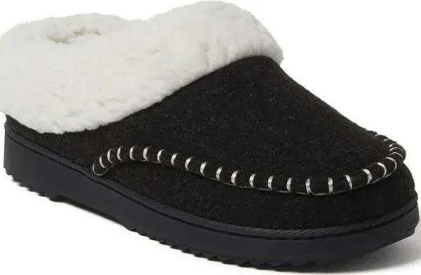 Dearfoams Women's Nyla Felted Plaid Moccasin Toe Clog Slippers