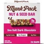 Munk Pack Keto Snack Bars Sea Salt Dark Chocolate Healthy Low Carb Nut Bar with 5G Protein 1G Sugar with Allulose Gluten F