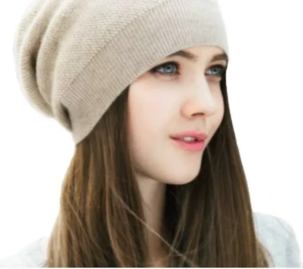 WaySoft 100% Cashmere Beanie for Women in a Gift Box, Oversized Women Beanie Hat