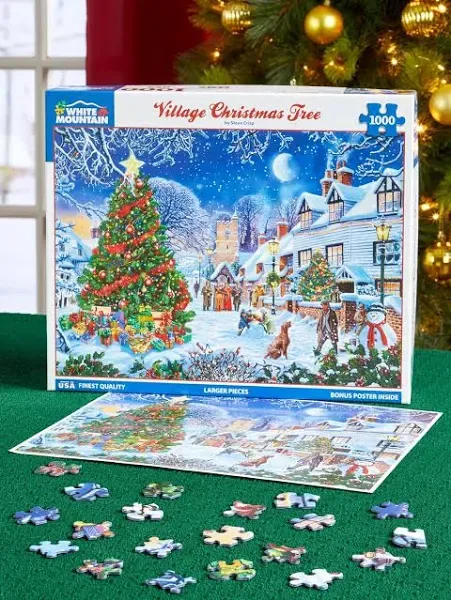 White Mountain Puzzles Village Christmas Tree Jigsaw Puzzle