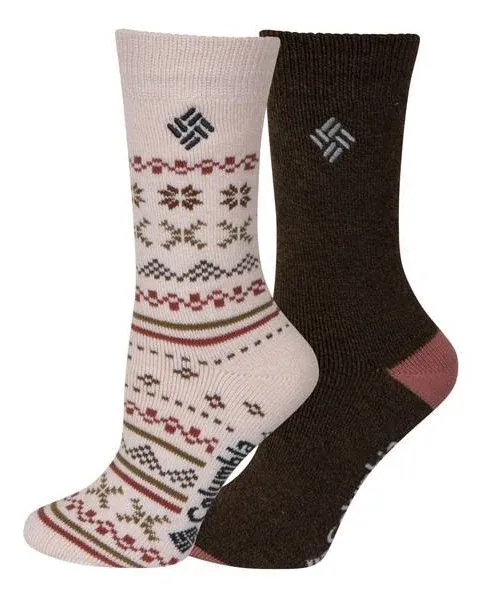 Columbia Men's 2-Pack Medium Weight Fair Isle Thermal Socks, Peach / Brown, M - RCS876WUSATE2PR-M | Blain's Farm & Fleet