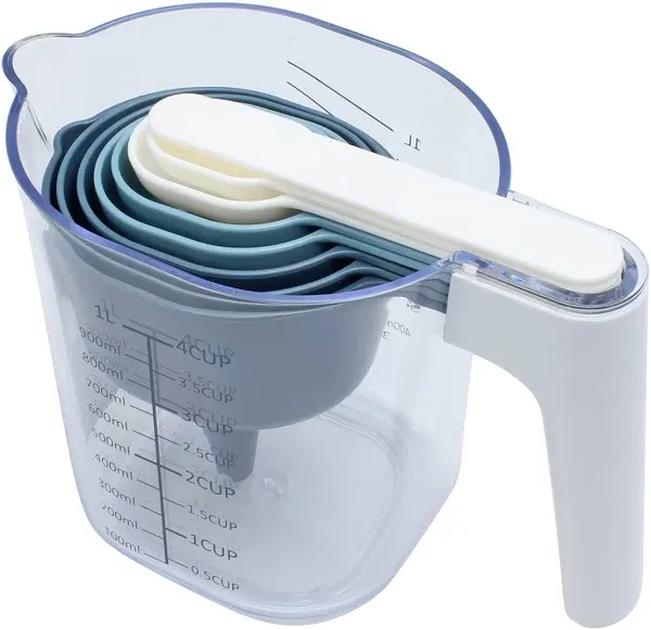 COOK WITH COLOR Measuring Cup Set - 9 PC. Nesting Stackable Liquid Measure Dry