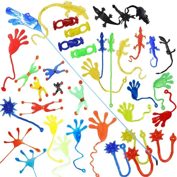 72 Pieces Vinyl Stretchy Sticky Toy Assortment Including Wall Climber Men, St...