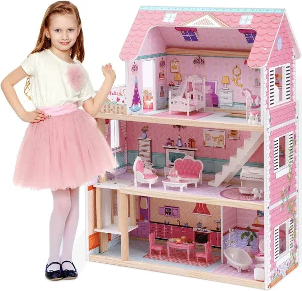 ROBUD Wooden Dollhouse Playset