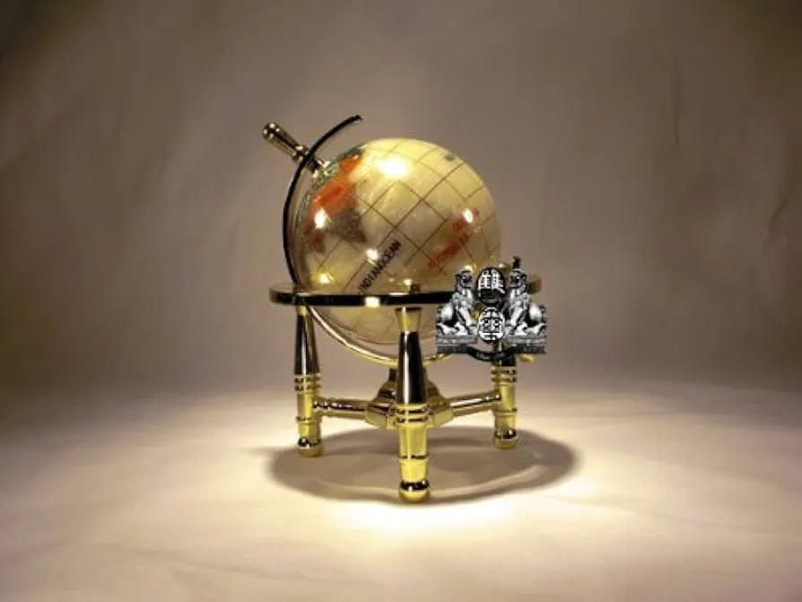 Unique Art 6-Inch Tall Pearl Swirl Ocean Mini Table Top Gemstone World Globe with Gold Tripod