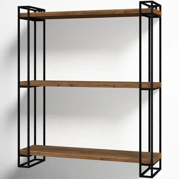 Kimsey Wood and Metal Floating Wall Shelf