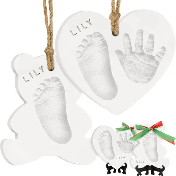 Baby Hand and Footprint Kit - Baby First Christmas Ornament, Personalized Baby Footprint Kit, Clay Baby Handprint Ornament Kit, Dog Paw Print Kit, DIY Baby Shower Gifts for Boys, Girls (Jingles)