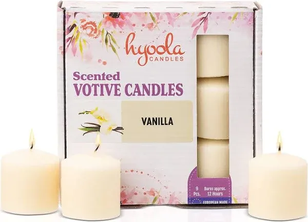 Hyoola Scented Votive Candles Vanilla 12 Hour Burn Time 9 Pack