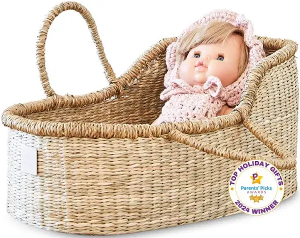 Premium Baby Doll Bassinet - Handcrafted Baby Doll Moses Basket - Perfect Baby D