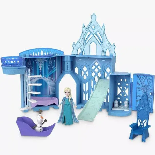 Mattel Disney Frozen Toys, Elsa Stackable Castle Doll House Playset with Small Doll And 8 Pieces, Inspired by The Disney Frozen Movies, Kids Travel