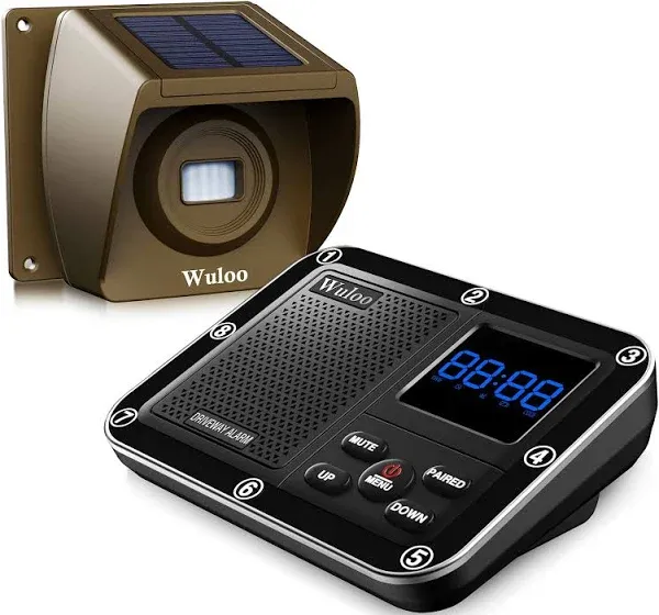 Solar Driveway Alarm Wireless Outside 1800ft Range, Outdoor Motion Sensor &amp; D...