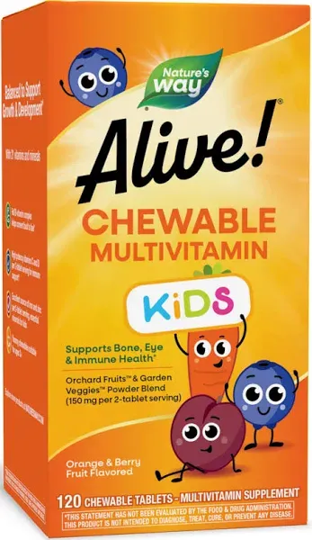 Nature's Way Alive! Orange & Berry Children's Chewable Multi-Vitamin Tablets (120 ct) (7.2 oz)