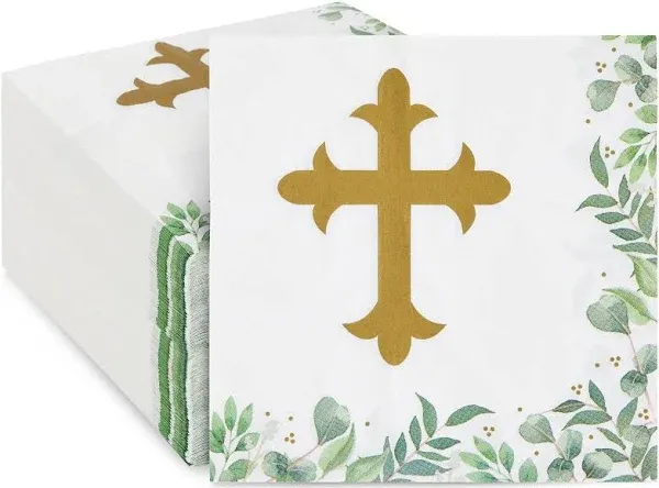 Sparkle and Bash 100 Pack Religious Cross Napkins