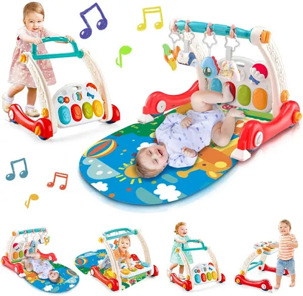 VATOS Baby Play Gym, Baby Learning Walker Activity Gym Mat with Play Piano, 4...