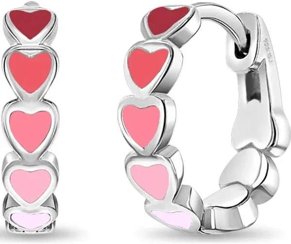 Girls' In Season Jewelry Heart Cascade Huggie Hoop Sterling Silver Earrings