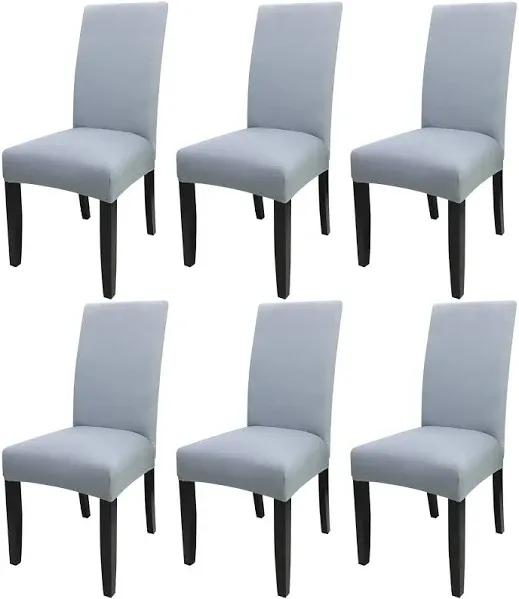 JQinHome 6 Pcs Dining Chair Slipcover,High Stretch Removable Washable Chair Seat Protector Cover for Home Party Hotel Wedding Ceremony(Light Grey)