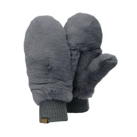 C.C Women's Faux Fur Wrist Length Mittens