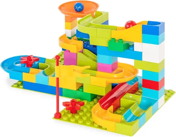 97-Piece Marble Maze Run Racetrack Puzzle Construction Game Set STEM Toy w/ 4 Ba