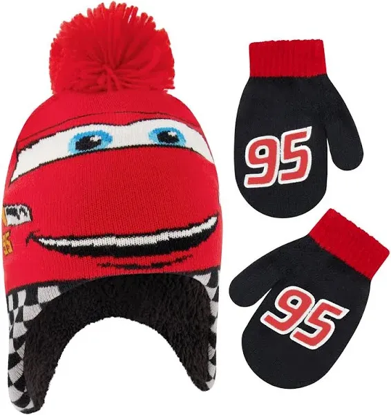 Disney Cars Lightning McQueen Winter Hat and Mitten Set