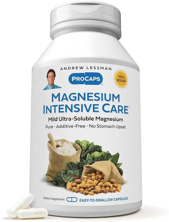 Andrew Lessman Magnesium Intensive Care 250 Capsules – 200mg Mild Ultra-Soluble Magnesium, Supports Nerves, Muscles, Brain and Heart, No Additives, Gentle to Even The Most Sensitive Stomachs