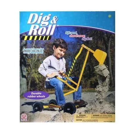 The Big Dig &amp; Roll Excavator with Wheels and 360 Rotation - Yellow