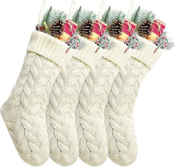 Kunyida Unique Ivory White Knit Christmas Stockings