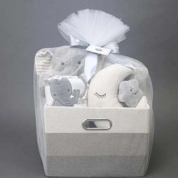 Lambs & Ivy Gray 5-Piece Baby Gift Basket for Baby Shower/Newborn Welcome Home