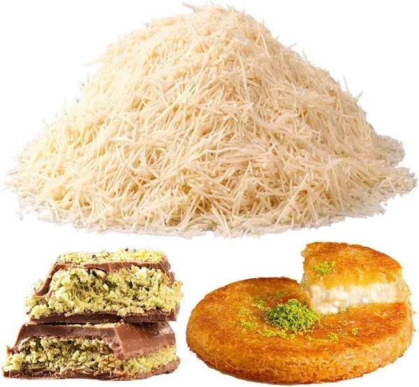 Premium Kataifi Shredded Fillo Dough – Authentic Turkish Raw Choped Kataifi Pastry, Perfect for Kunafa & Baklava, Dubai Chocolate Freshly Packaged, 500g (1.1lb)