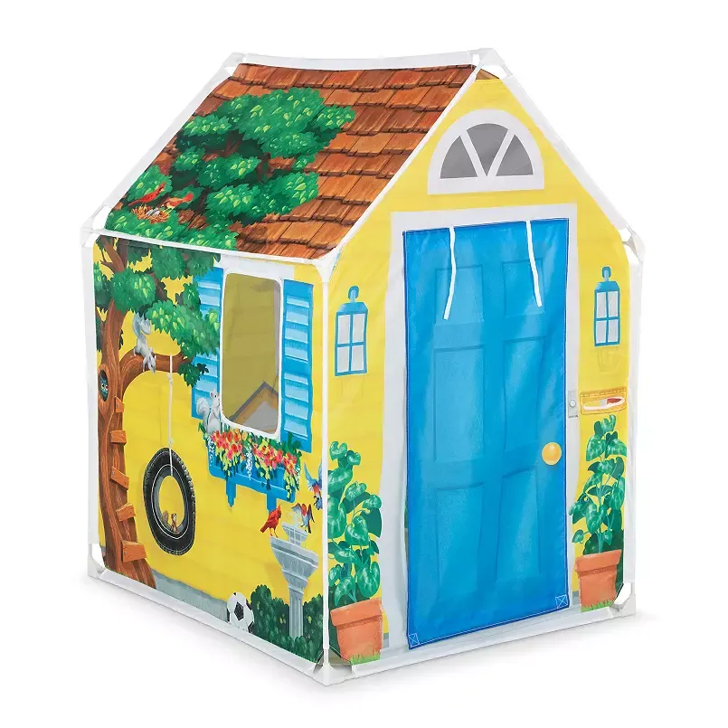 Melissa & Doug Cozy Cottage Fabric Play Tent and Storage Tote, Multi