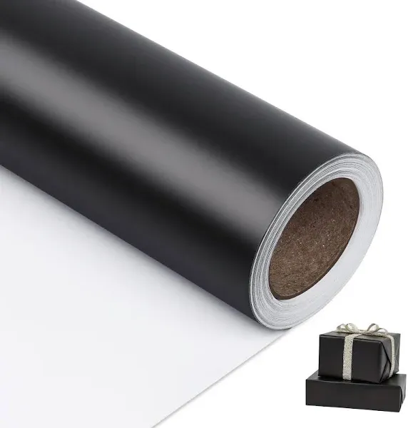 Matte Black Wrapping Paper RollSolid Color Wrapping PaperGift Wrap for Christ...