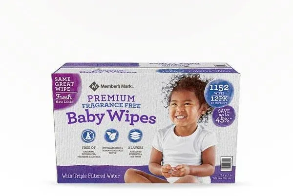 Member's Mark Baby Wipes (12 x 96 ct)