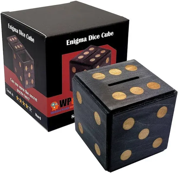 Puzzle Box Enigma Dice Cube - Money and Gift Holder in a Wooden Magic Trick L...