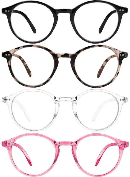 IBOANN Blue Light Blocking Round Fashion Retro Frame Vintage Fake Eyeglasses