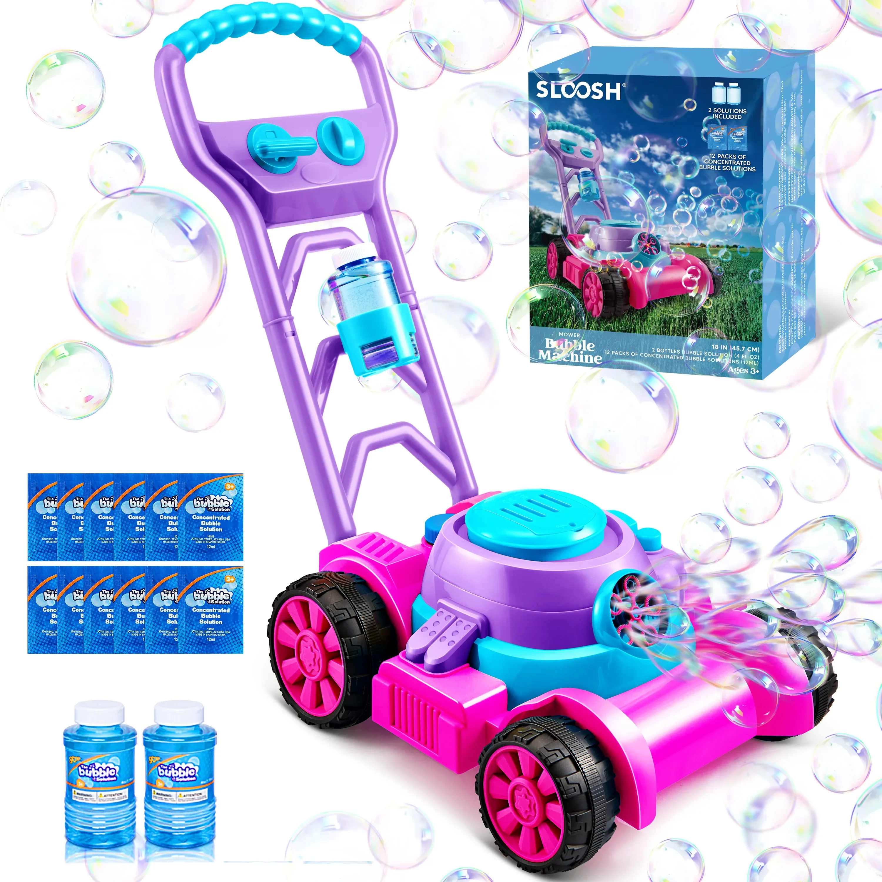 Syncfun Bubble Lawn Mower Bubble Machine, Pink - 7 x 10 x 13