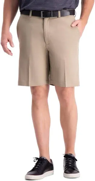 Haggar Cool 18 Pro Shorts Mens 44W Khaki Expandable Stretch UV Protect Fast Dry