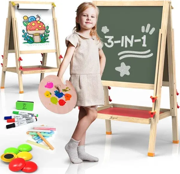 JOYOOSS Easel for Kids Art Easel Kids Easels for Toddlers,Woode<wbr/>n Kid Easel wi...