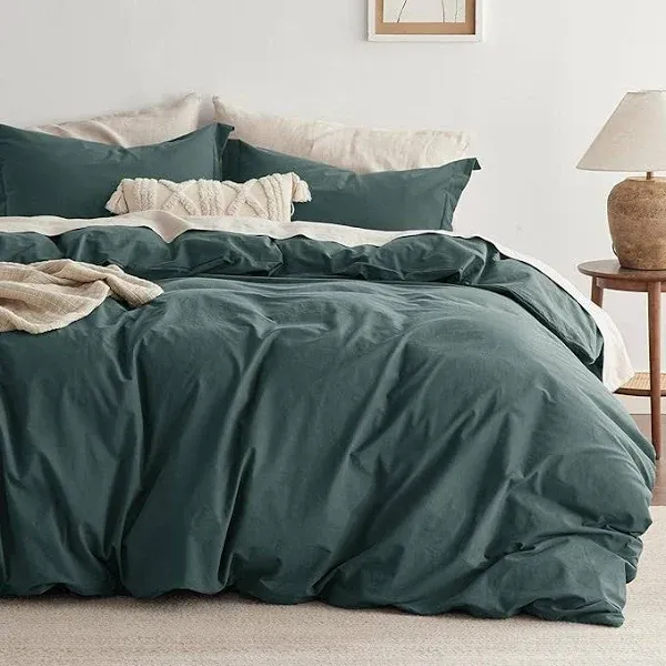 Bedsure Comforter Set King Size Grayish Olive Green - Cotton Fabric with Microfiber Inner Fill, King Comforter Set for All Seasons, 3 Pieces, 1 Comforter (104"x90") and 2 Pillow Cases (20"x36")