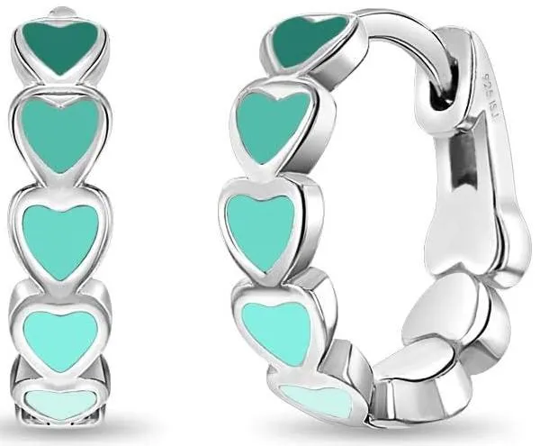 In Season Jewelry Sterling Silver Heart Cascade Huggie Hoops