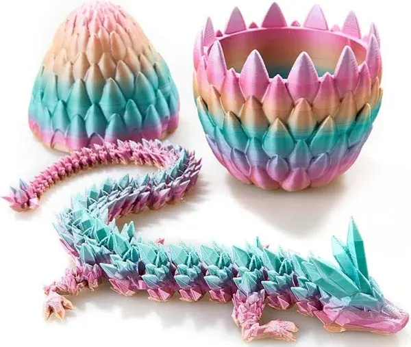 TBOLINE 3D Printed Dragon Egg Dragon Eggs with Dragon Inside Crystal Dragon Fidget Toys Full Articulated Dragon in Egg