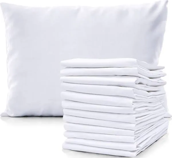 Pacific Linens Pillowcases White 12 Pack 200 Thread Count Cotton Fabric Hotel Linen Pillow Covers