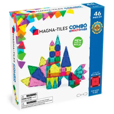 MAGNA-TILES® Combo 46-Piece Magnetic Construction Set, The Original Magnetic Building Brand