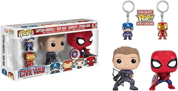 Funko Pop! Captain America Civil War Spider-Man & Hawkeye 4 Pack