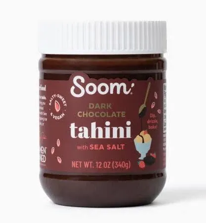 Soom Foods Dark Chocolate Sea Salt Tahini Spread 12oz Pack of 2 | Silky Smoot...