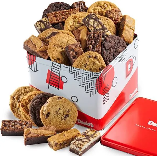 David's Cookies 5lb Assorted Cookies & Brownies Tin Gift Basket