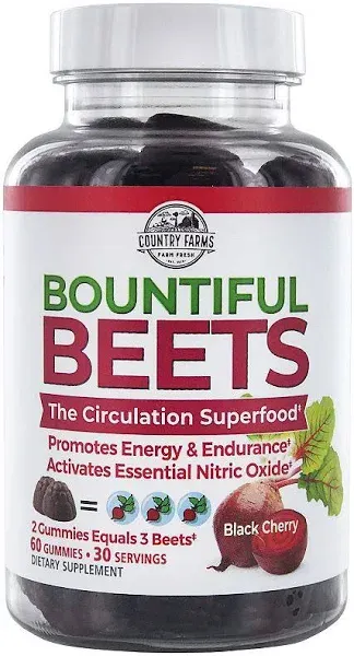 Country Farms BOUNTIFUL BEETS - 60 Gummies BLACK CHERRY Flavor