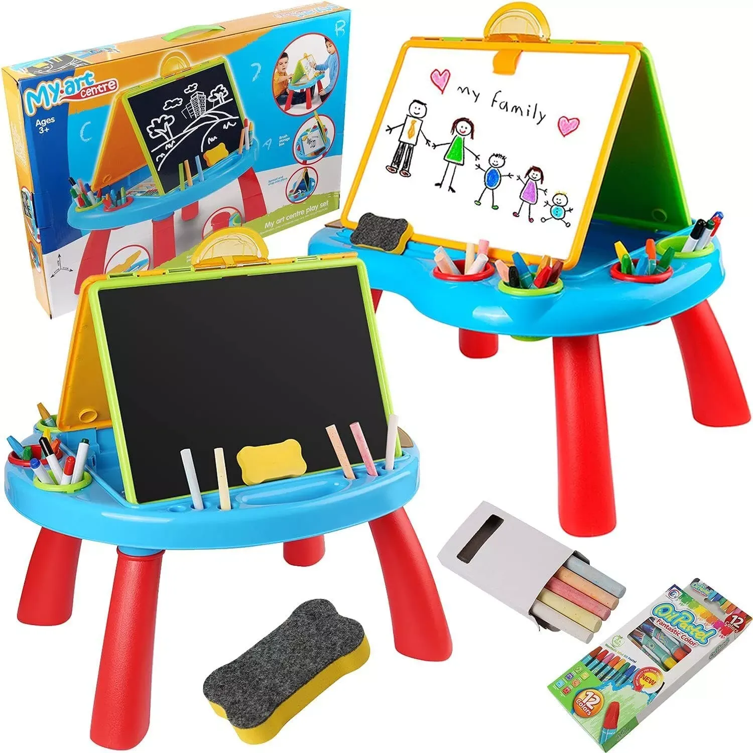 Easel for Kids  Standing Art Easel for Kids  Double Sided Magnetic Drawing Board with Art Supplies for Little Boys and Girls